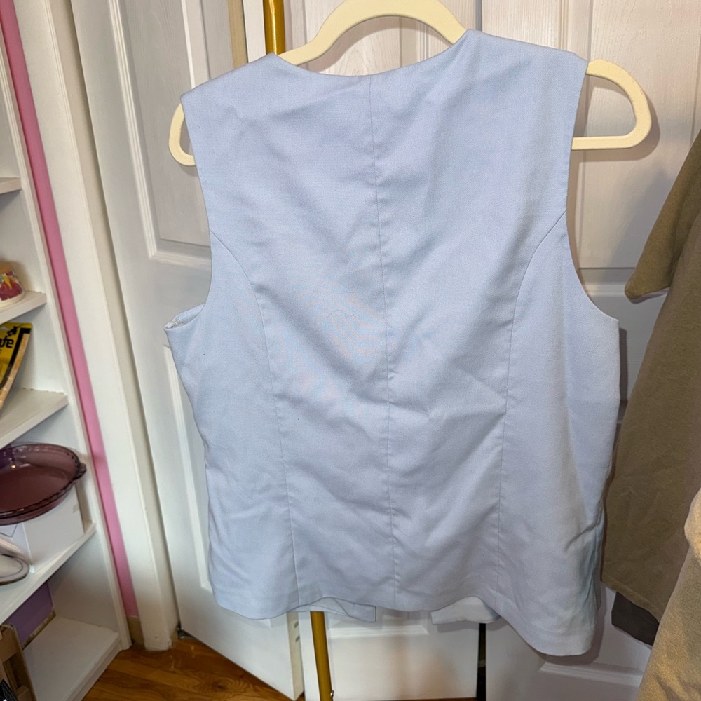 Abercrombie and Fitch Women’s Tie-Front Tailored Vest in Light Blue Size L NWOT - Picture 4 of 6